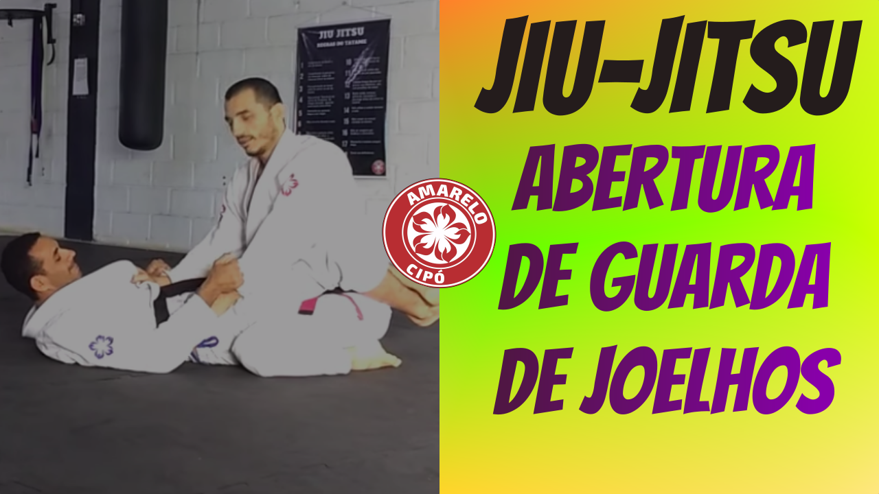 Jiu-jitsu: duas pessoas mostrando abertura de guarda com os joelhos no tatame